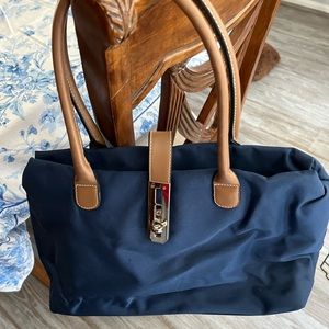 Navy blue nylon shoulder bag